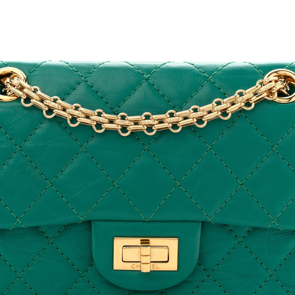 Aged Calfskin Quilted 2.55 Reissue Mini Flap Green