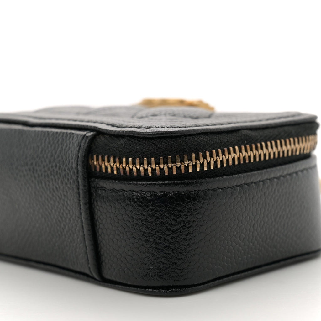 Caviar Quilted Mini Boy Clutch With Chain Black