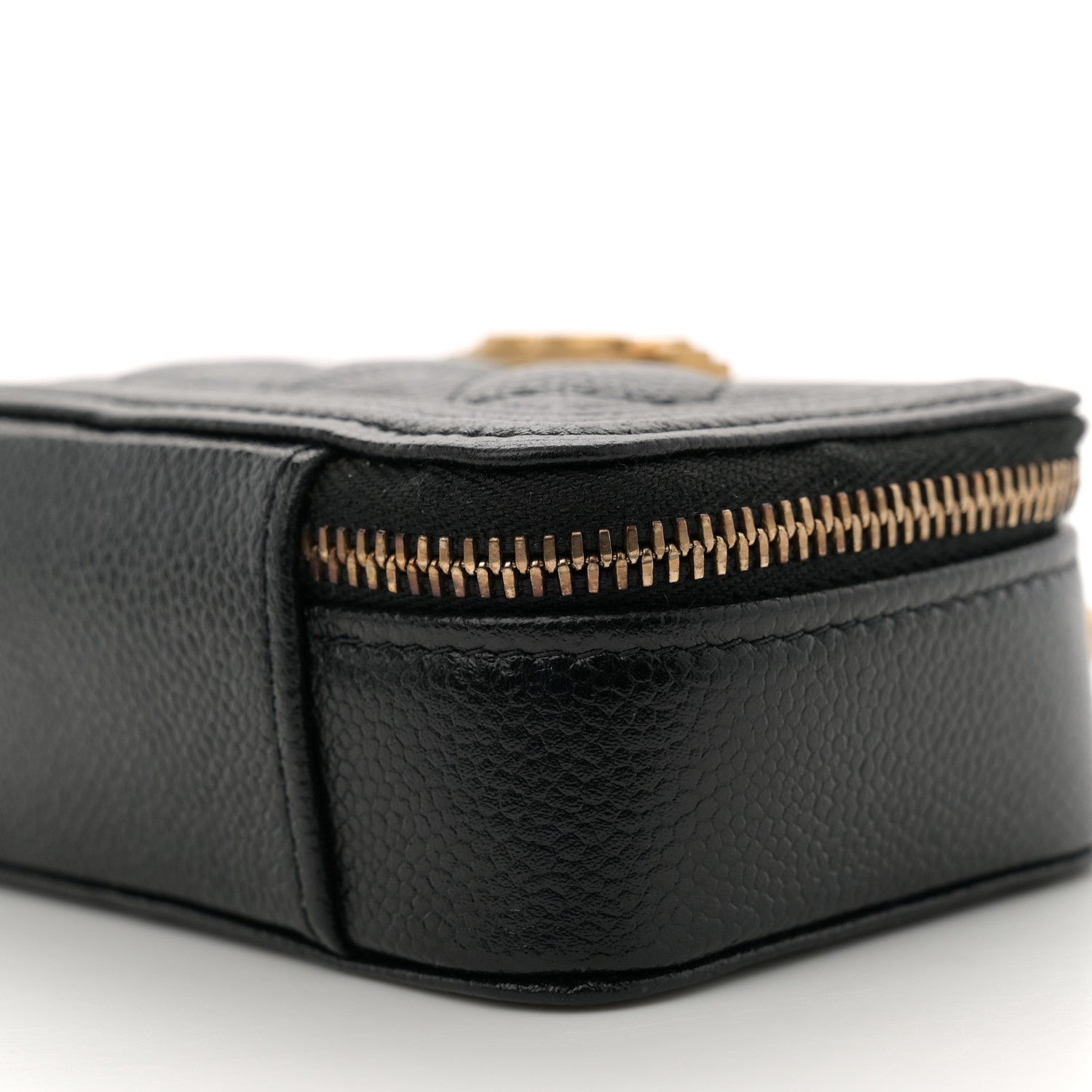Caviar Quilted Mini Boy Clutch With Chain Black