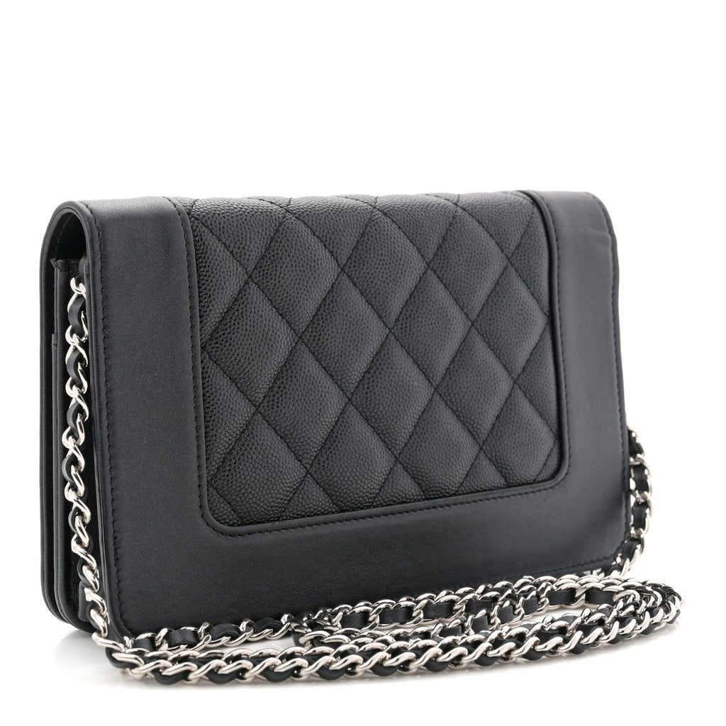 Caviar Quilted Vintage Mademoiselle Wallet On Chain WOC Black