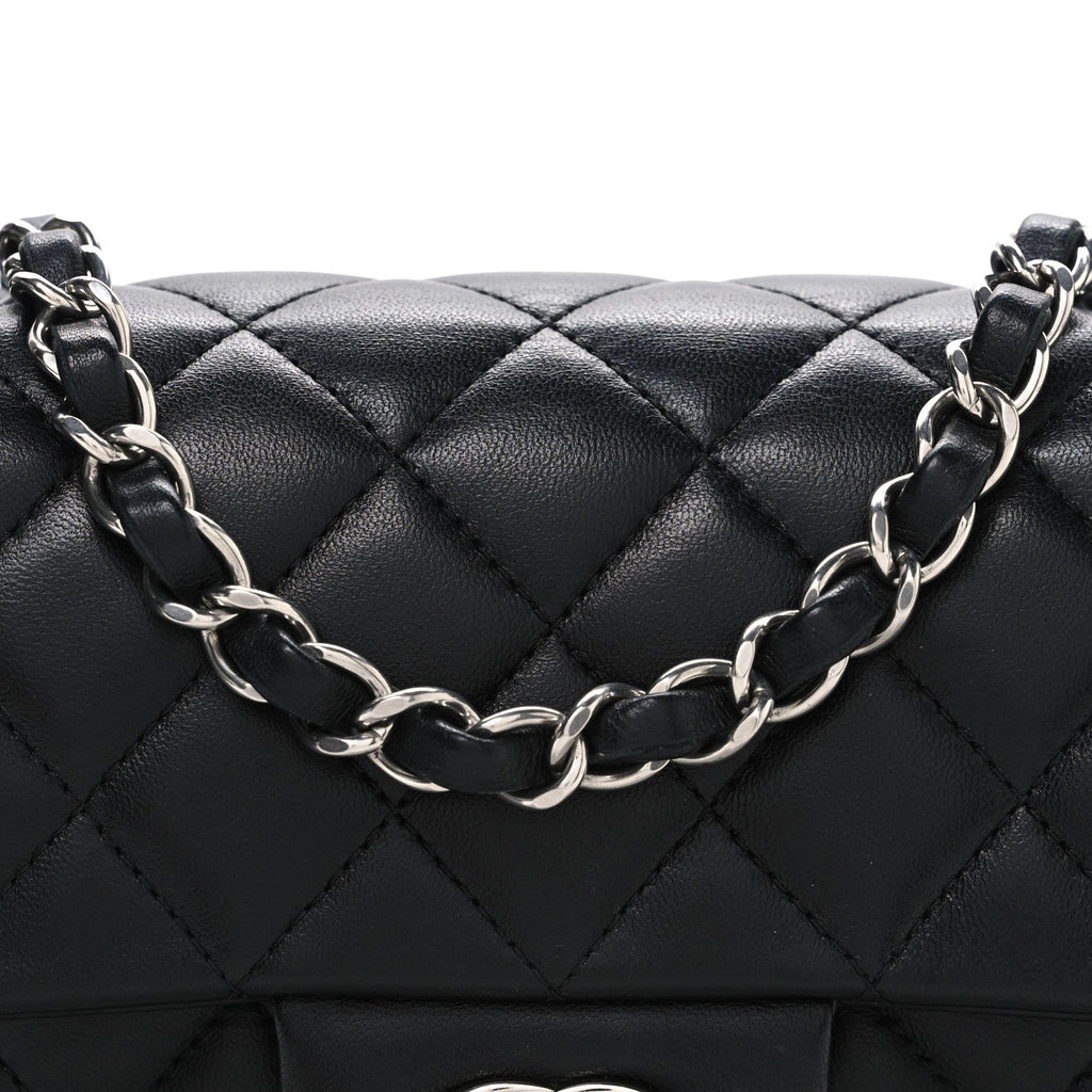Lambskin Quilted Mini Rectangular Flap Black