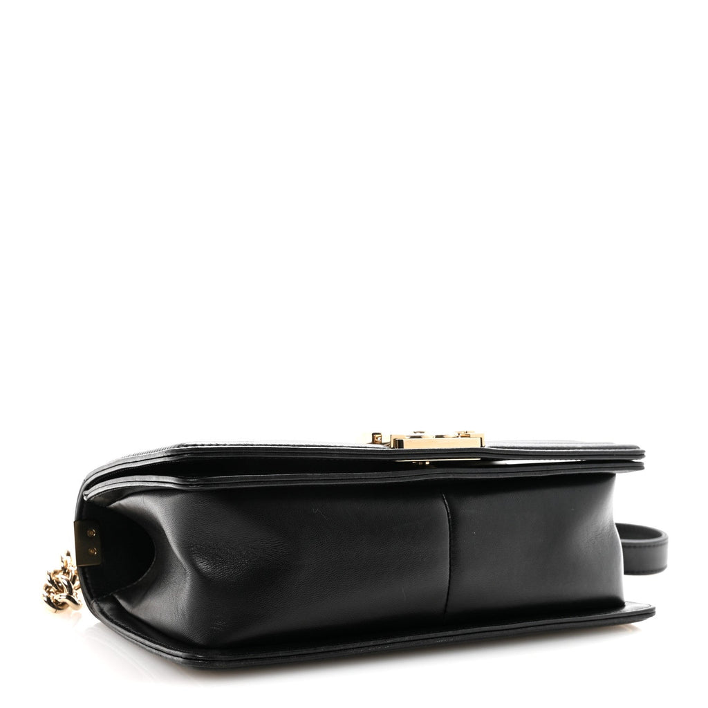 Lambskin Chain Quilted Medium Boy Flap Black