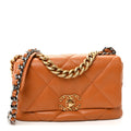 Lambskin Quilted Medium Chanel 19 Flap Light Brown