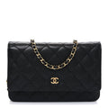 Caviar Quilted Wallet on Chain WOC Black