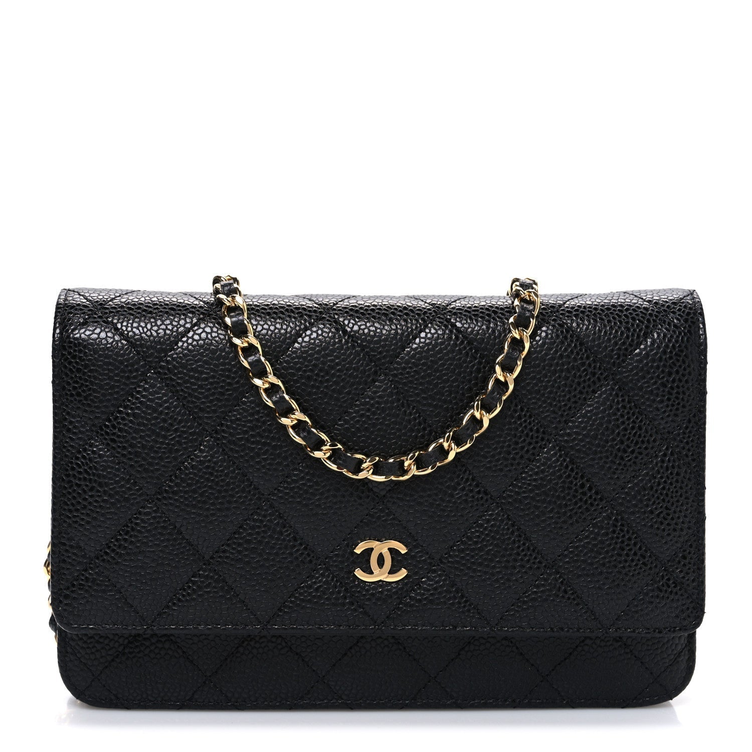 Caviar Quilted Wallet on Chain WOC Black