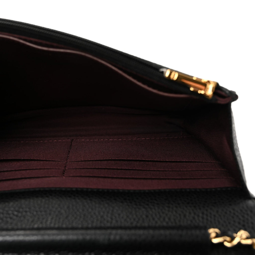 Caviar Quilted Wallet on Chain WOC Black