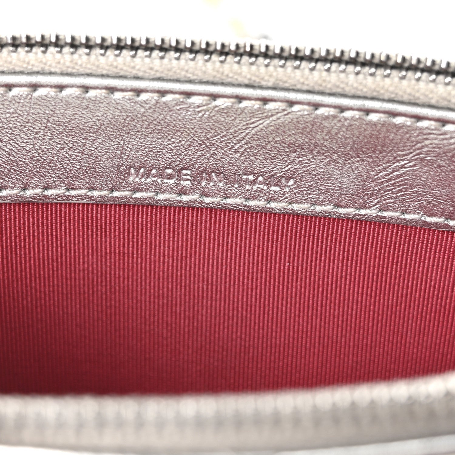 Metallic Lambskin Calfskin Quilted Small Gabrielle Clutch With Chain Silver