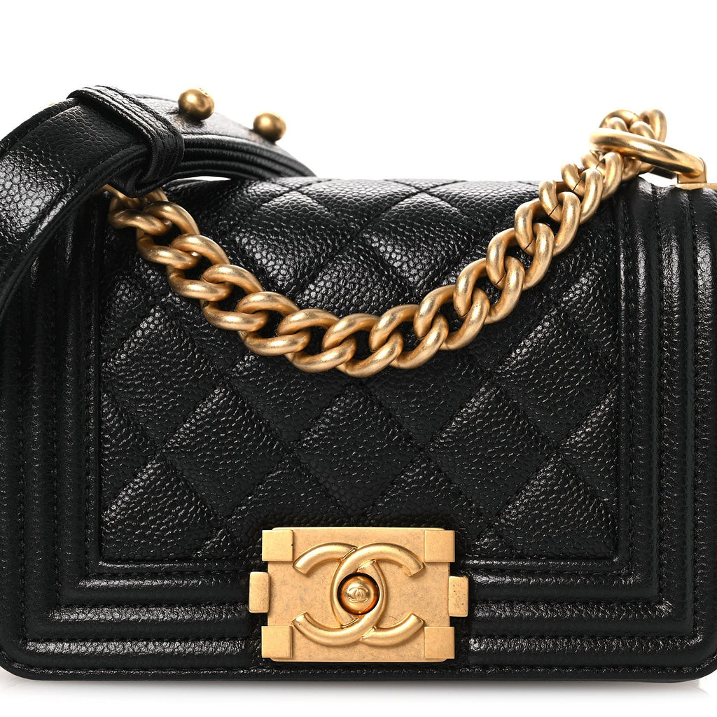 Caviar Quilted Mini Boy Flap Black