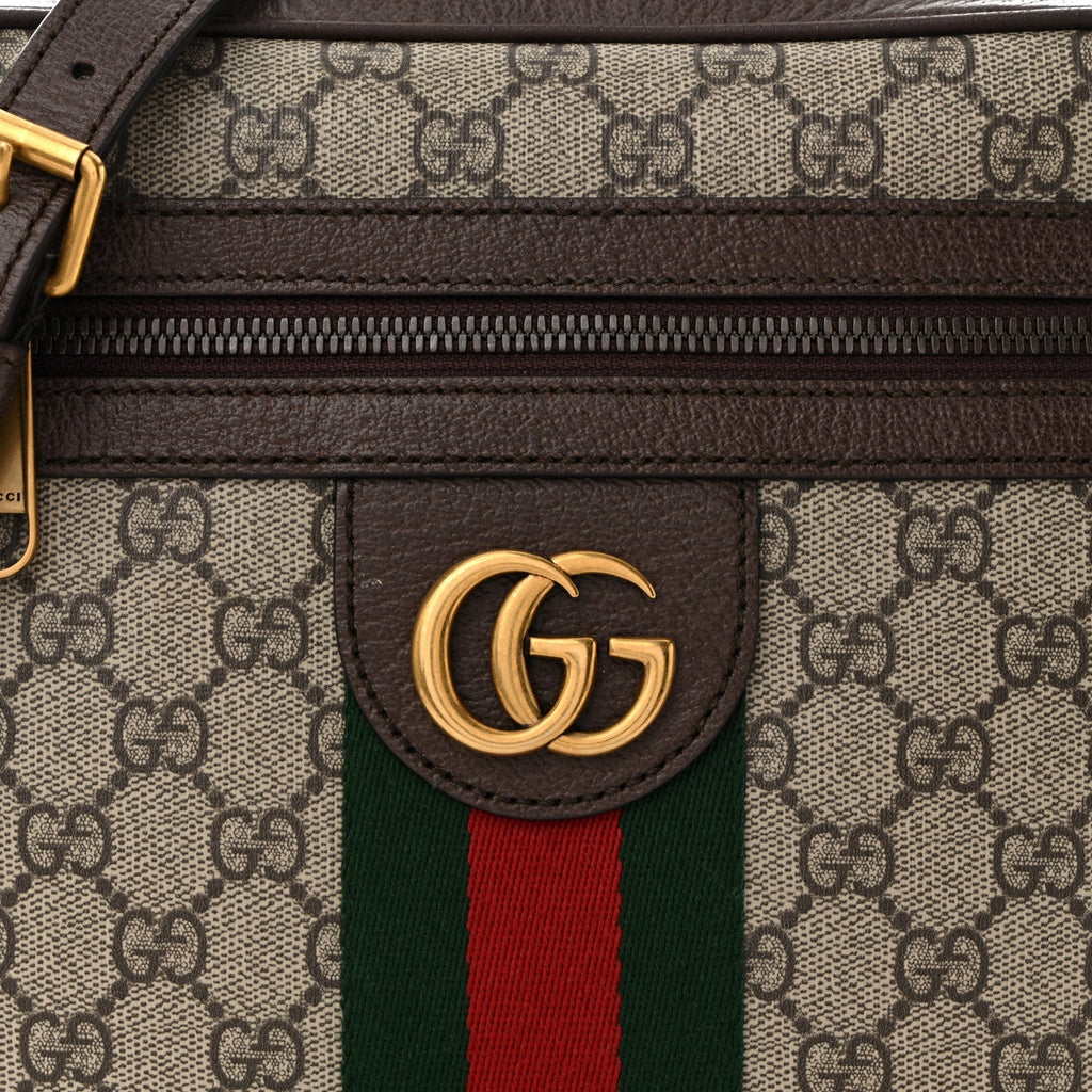 GG Supreme Monogram Web Small Ophidia Messenger Bag Brown