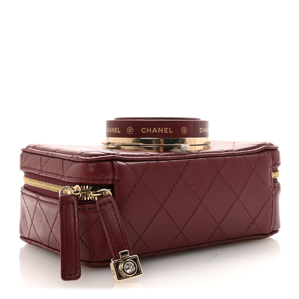 Lambskin Quilted Coco Click Bag Burgundy
