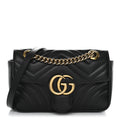 Calfskin Matelasse Mini GG Marmont Shoulder Bag Black