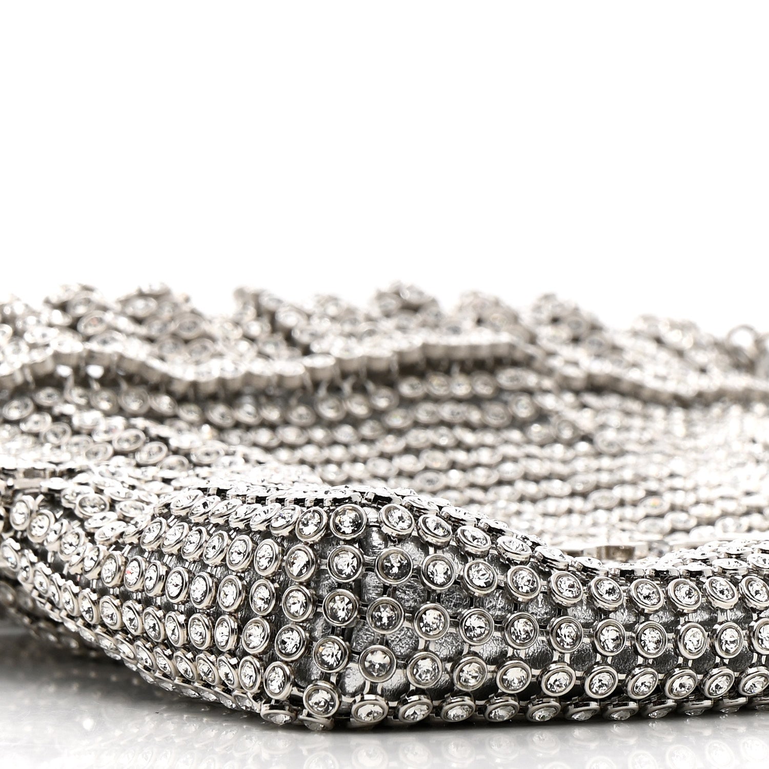 Crystal Embellished Metallic Lambskin Mini Chanel 22 Silver