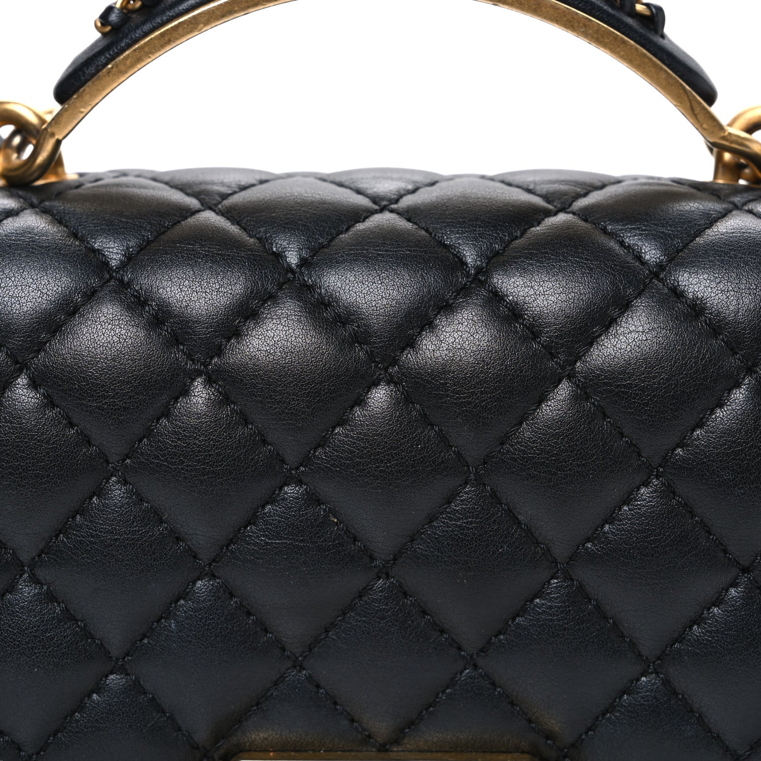 Lambskin Quilted Small Top Handle Boy Flap Black