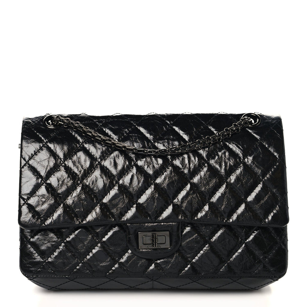 Glazed Calfskin Quilted 2.55 Reissue 226 Flap So Black