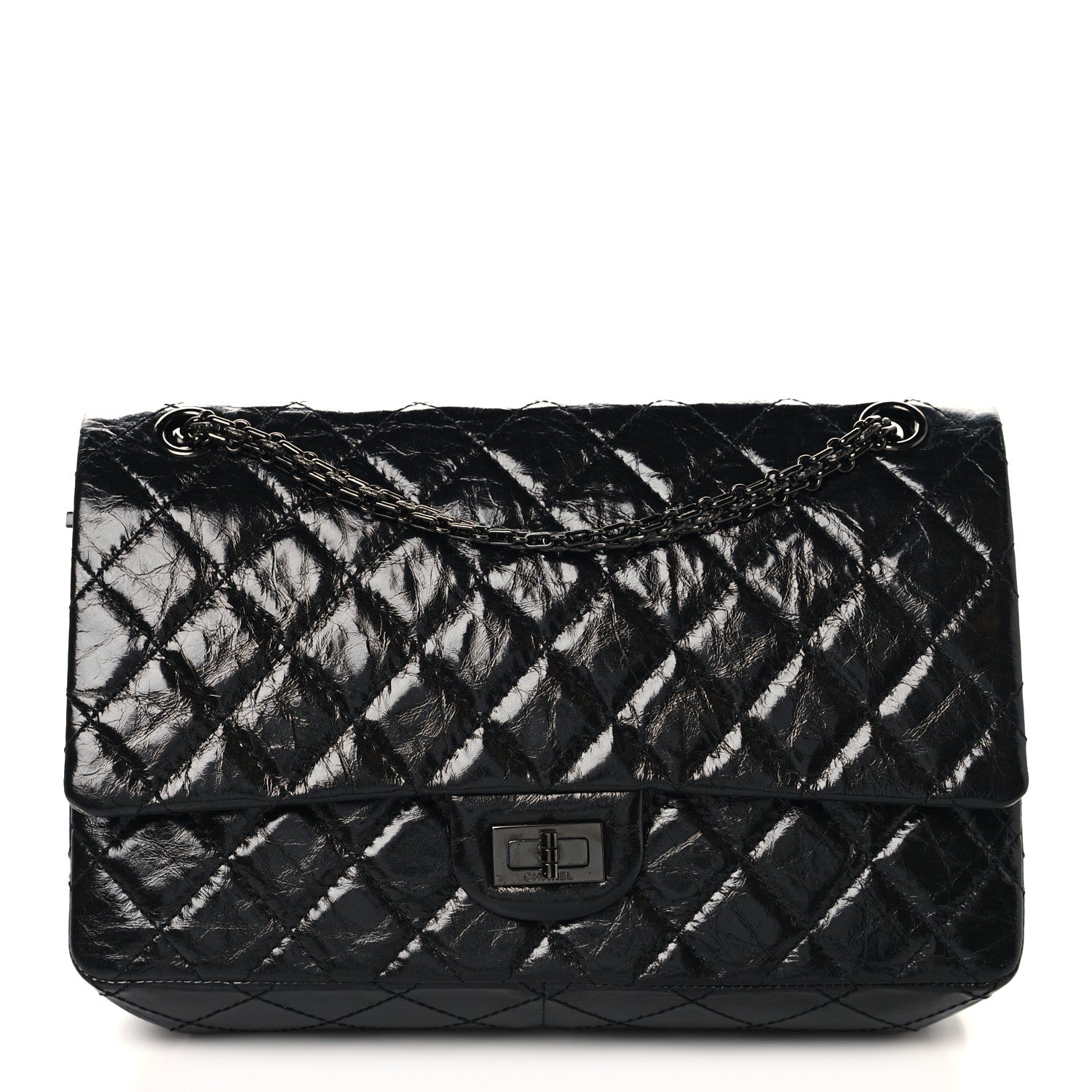 Glazed Calfskin Quilted 2.55 Reissue 226 Flap So Black