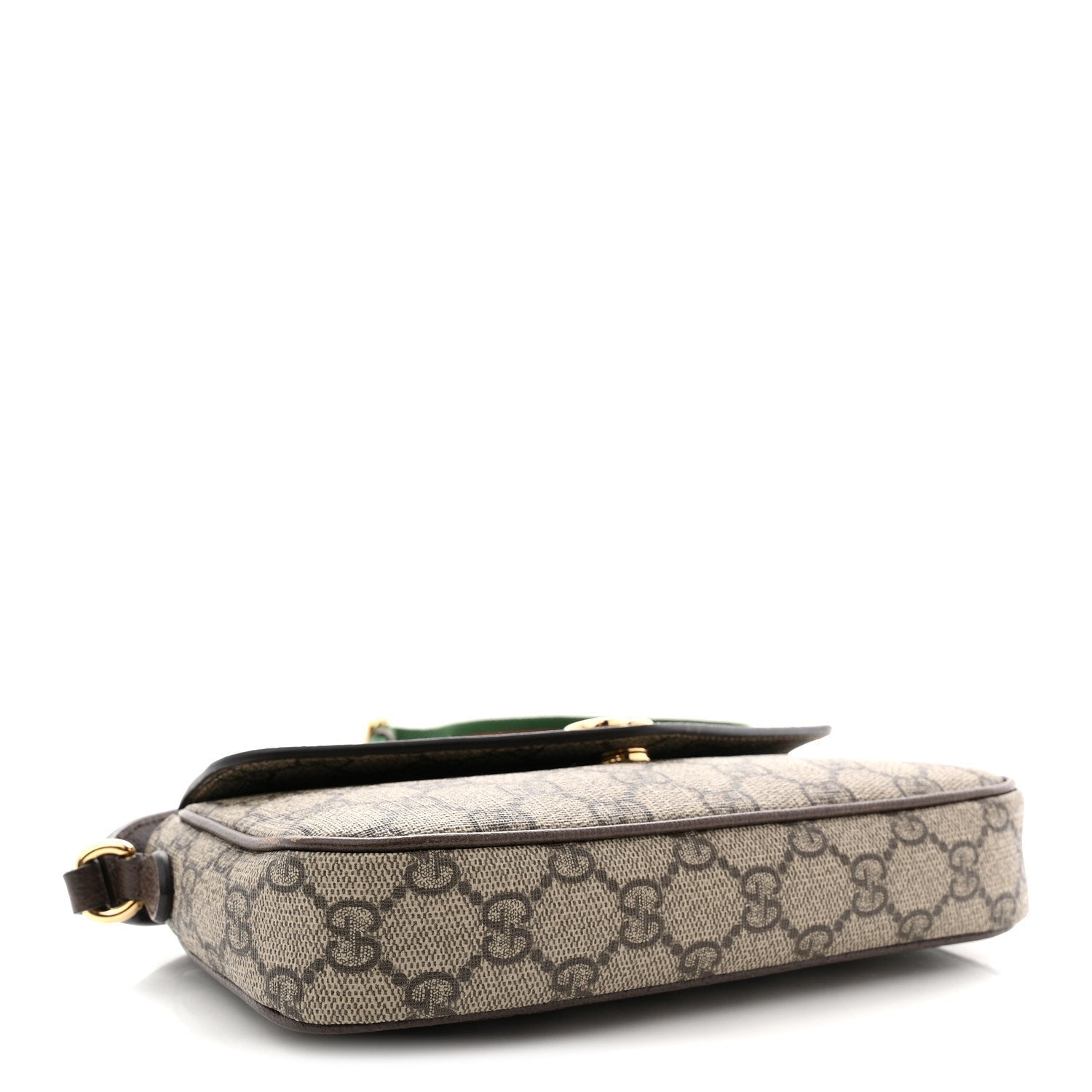 GG Supreme Monogram Textured Dollar Calfskin Web Mini Ophidia Envelope Shoulder Bag Beige Ebony