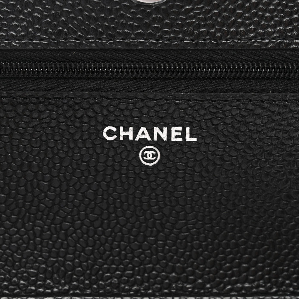 Caviar Quilted Wallet on Chain WOC Black