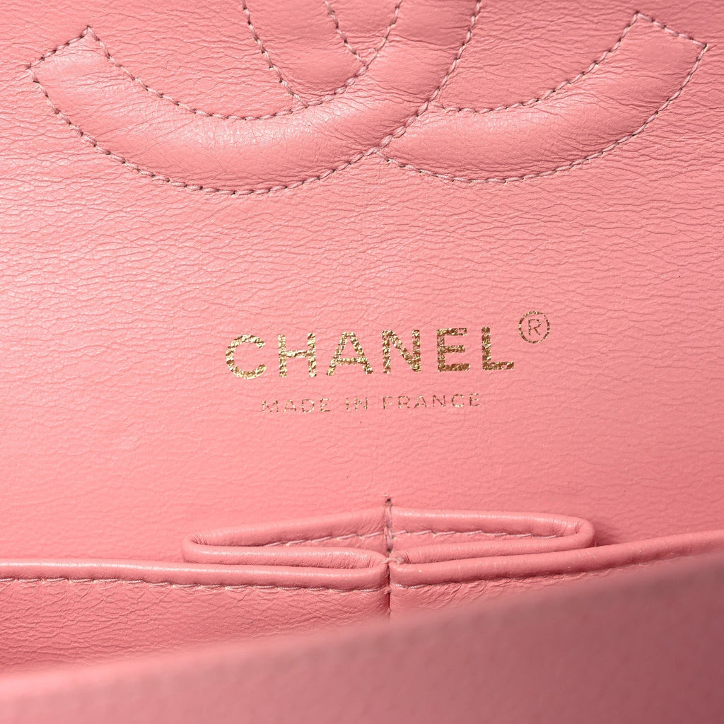 Caviar Quilted Medium Double Flap Pink
