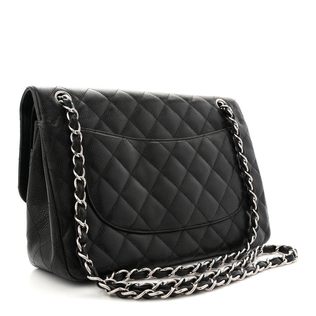 Caviar Quilted Jumbo Double Flap Black