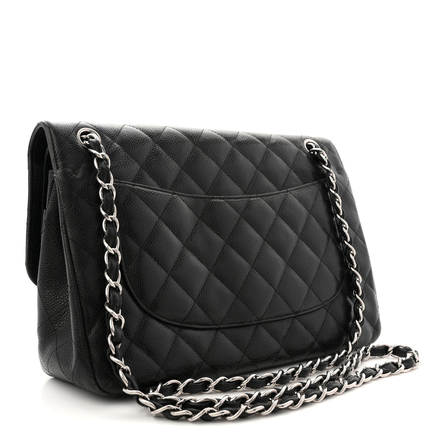 Caviar Quilted Jumbo Double Flap Black