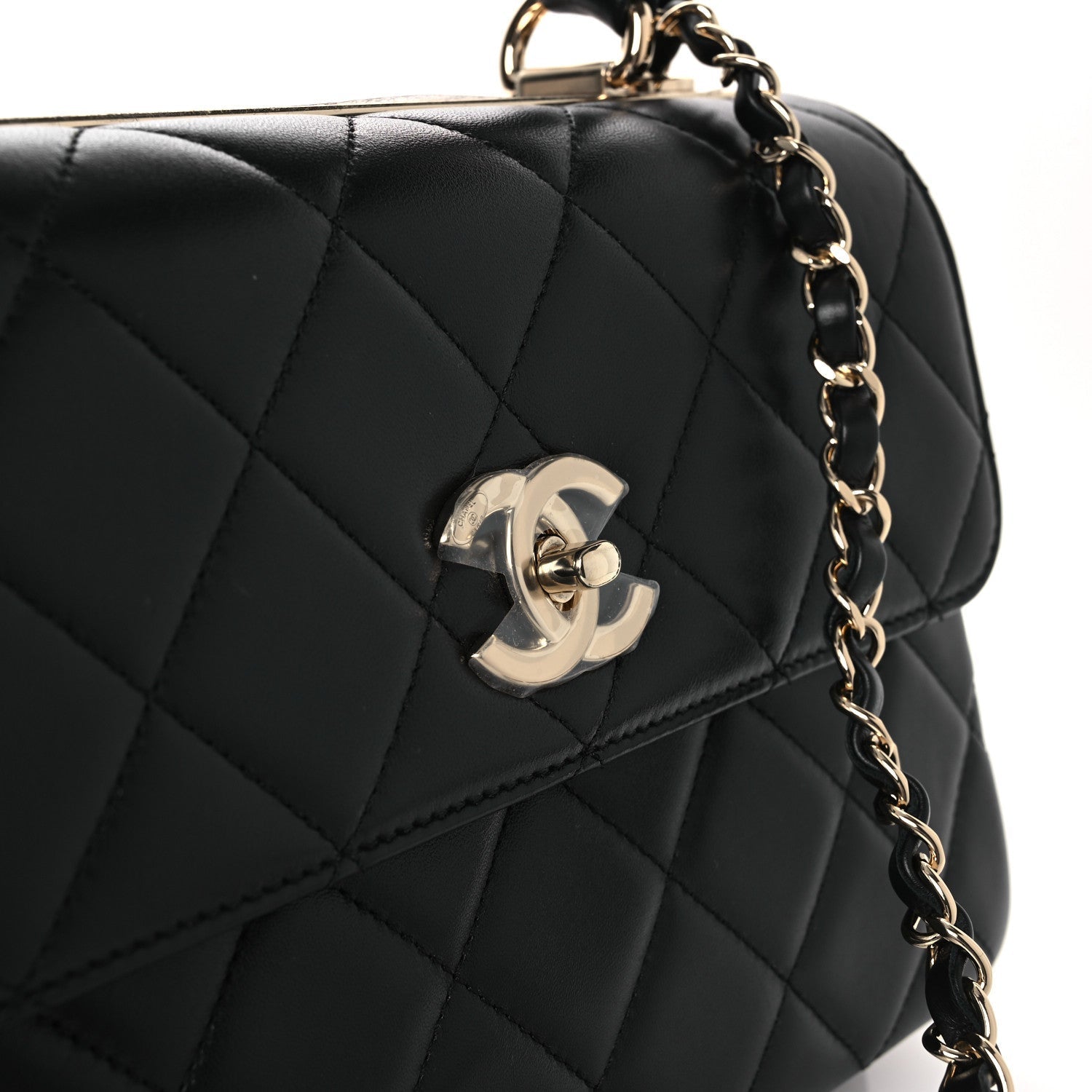 Lambskin Quilted Small Trendy CC Dual Handle Flap Bag Black