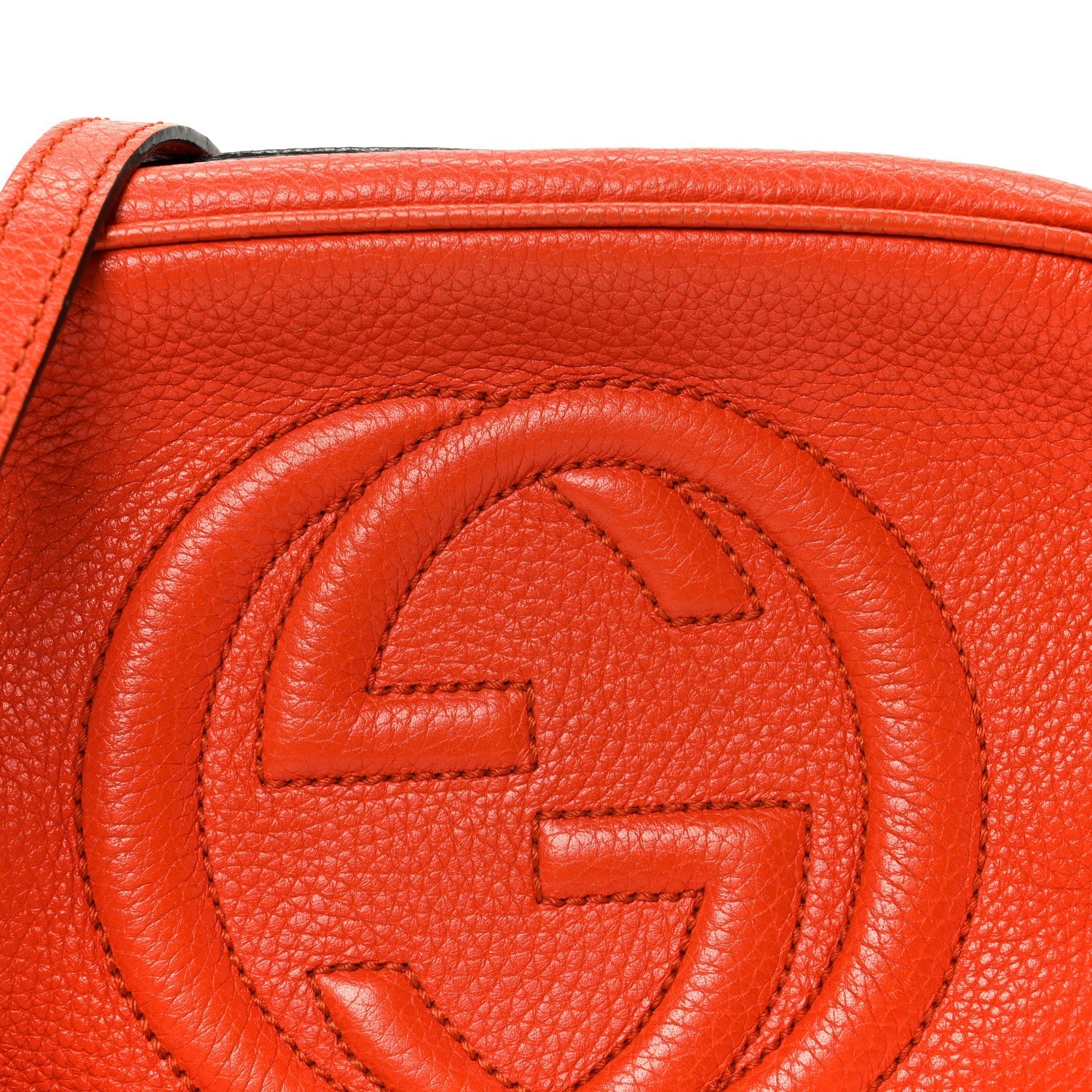 Pebbled Calfskin Small Soho Disco Bag Sun Orange
