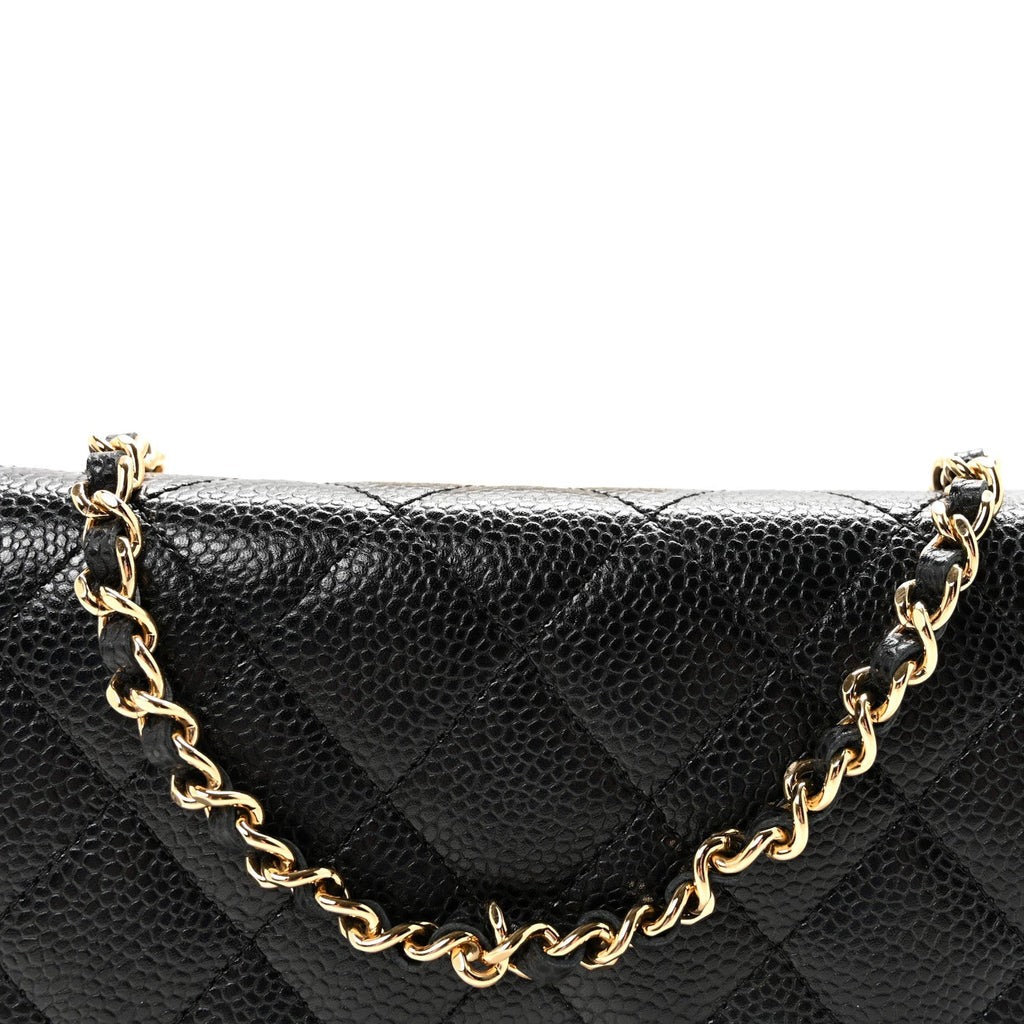 Caviar Quilted Wallet on Chain WOC Black