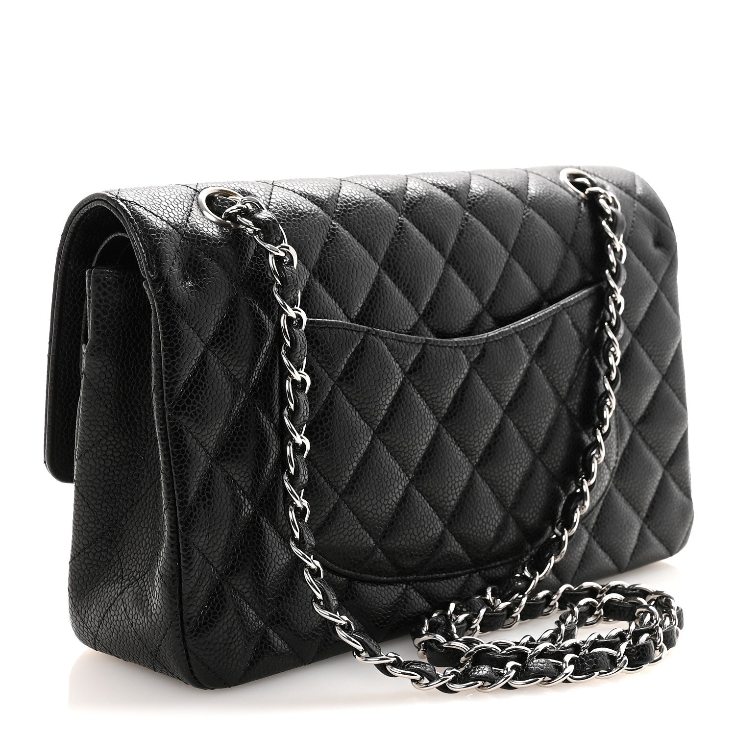 Caviar Quilted Medium Double Flap Black