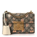 GG Supreme Monogram Berry Textured Dollar Calfskin Small Padlock Shoulder Bag Beige Ebony Light Copper Mystic White