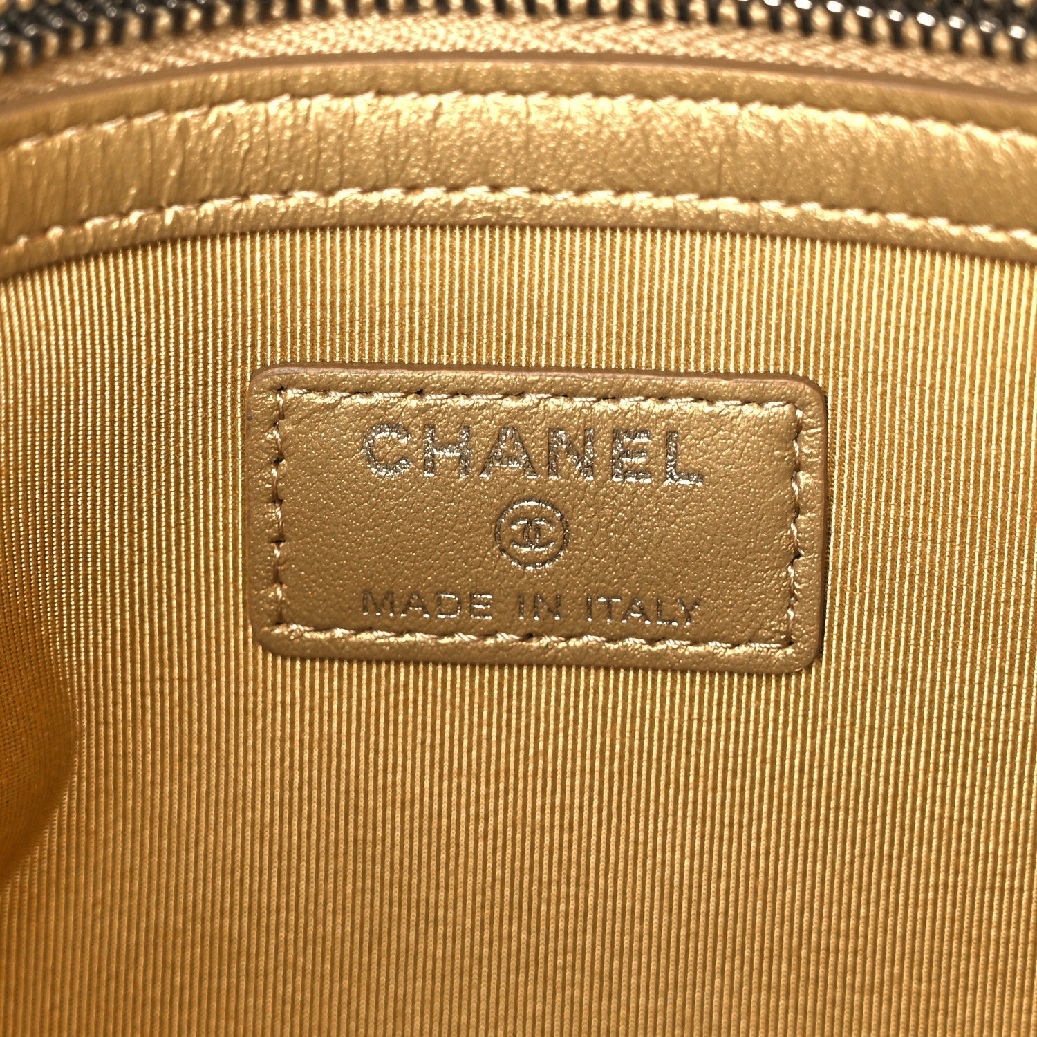 Metallic Calfskin Crocodile Embossed Medium Gabrielle Cosmetic Case Gold