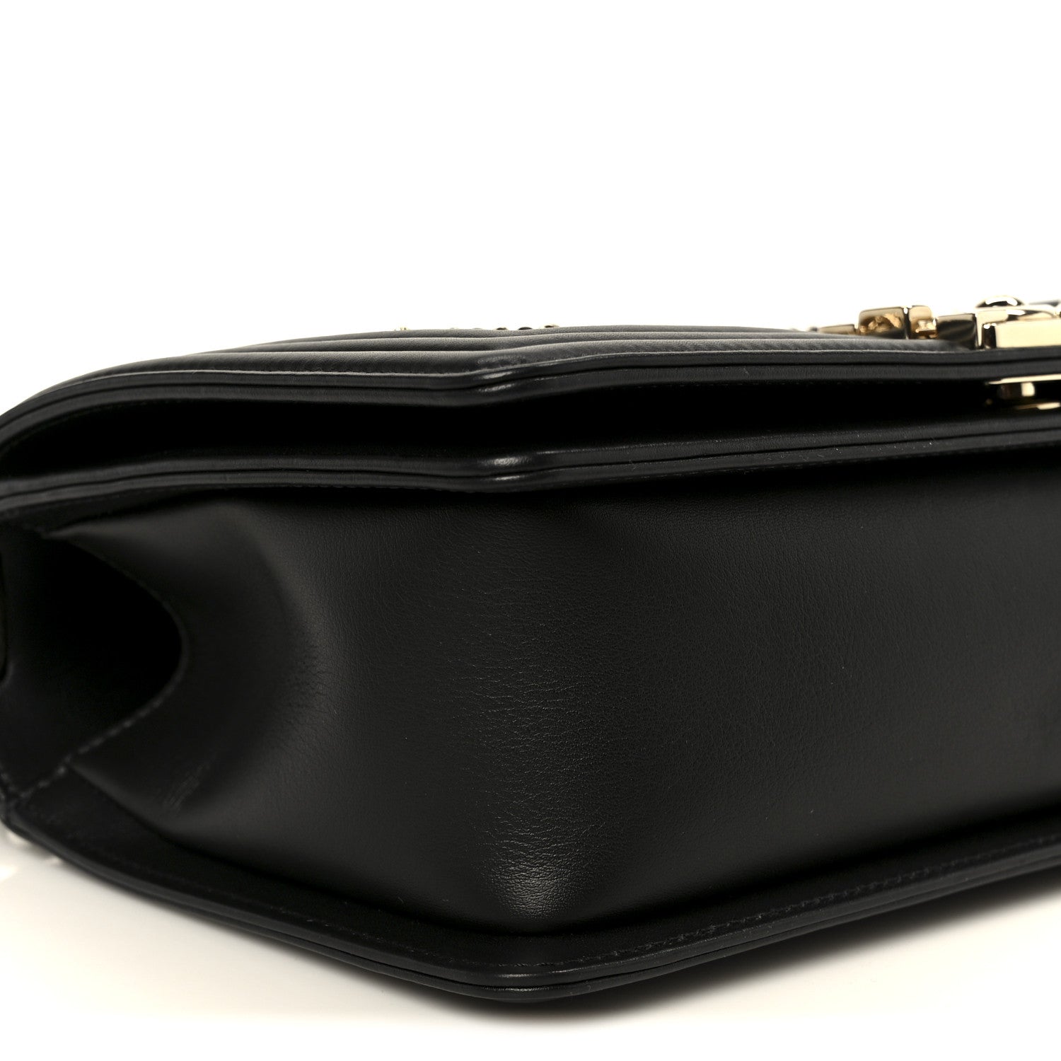 Calfskin Quilted Medium Chain Detail Boy Flap Black