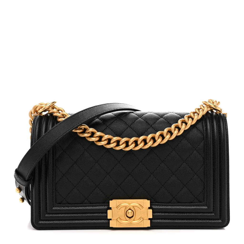 Caviar Quilted Medium Boy Flap Black