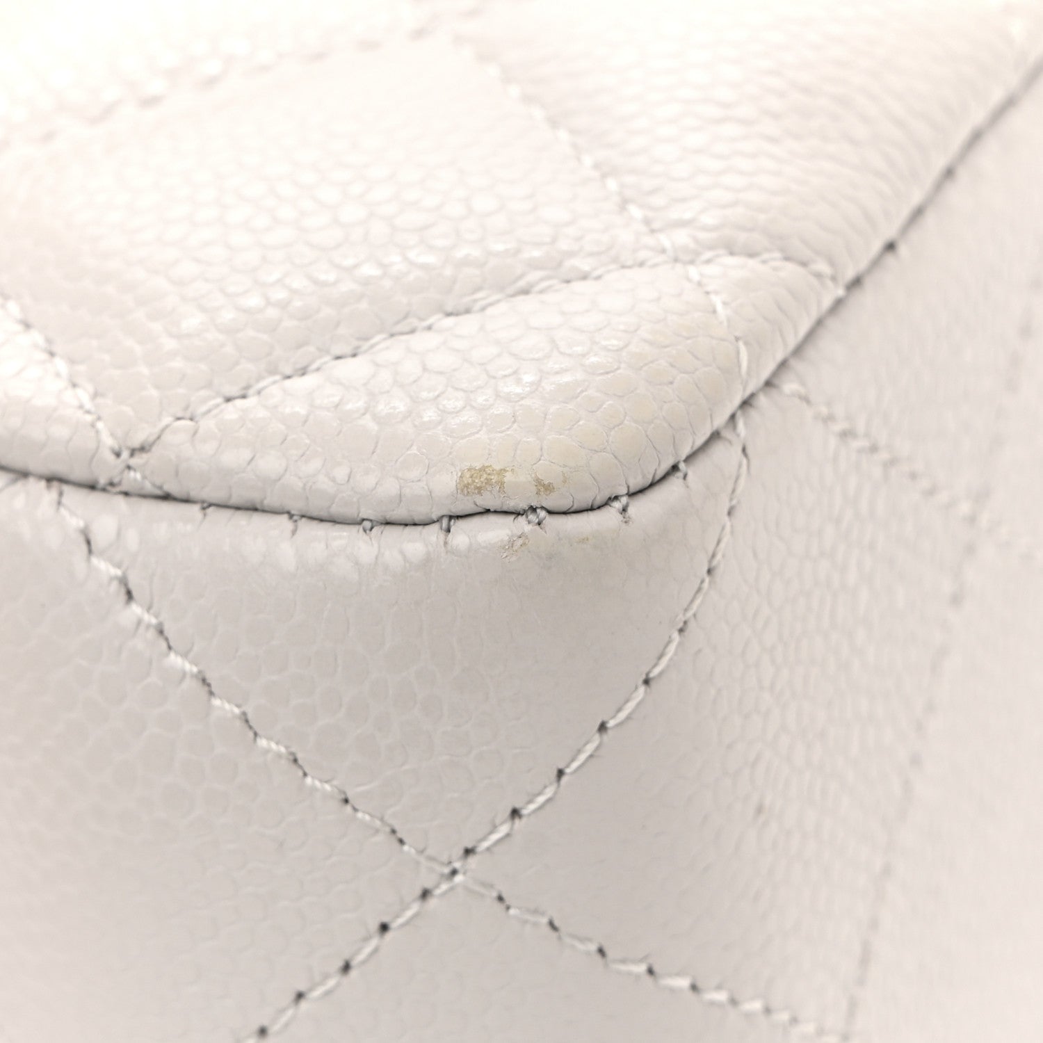 Caviar Quilted Medium Double Flap Light Grey