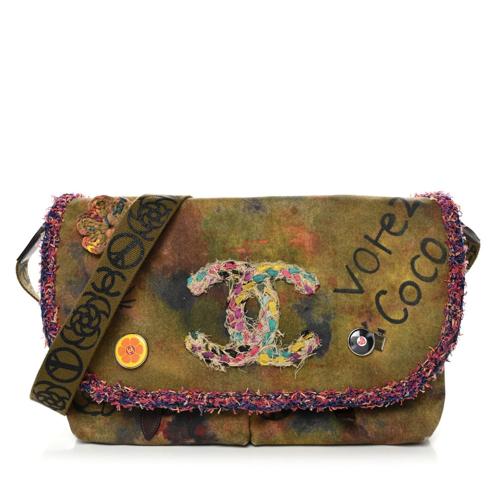 Washed Toile Large Graffiti On The Pavements Messenger Khaki Multicolor