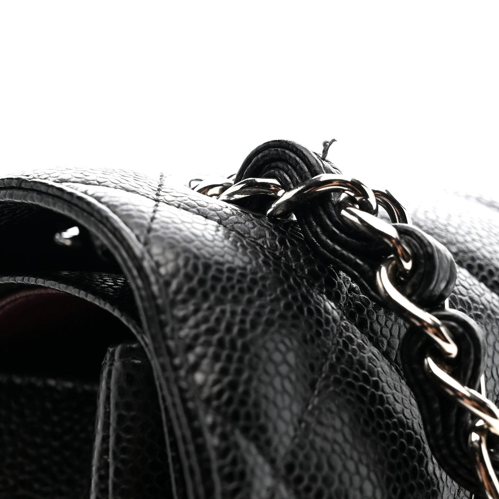 Caviar Quilted Jumbo Double Flap Black