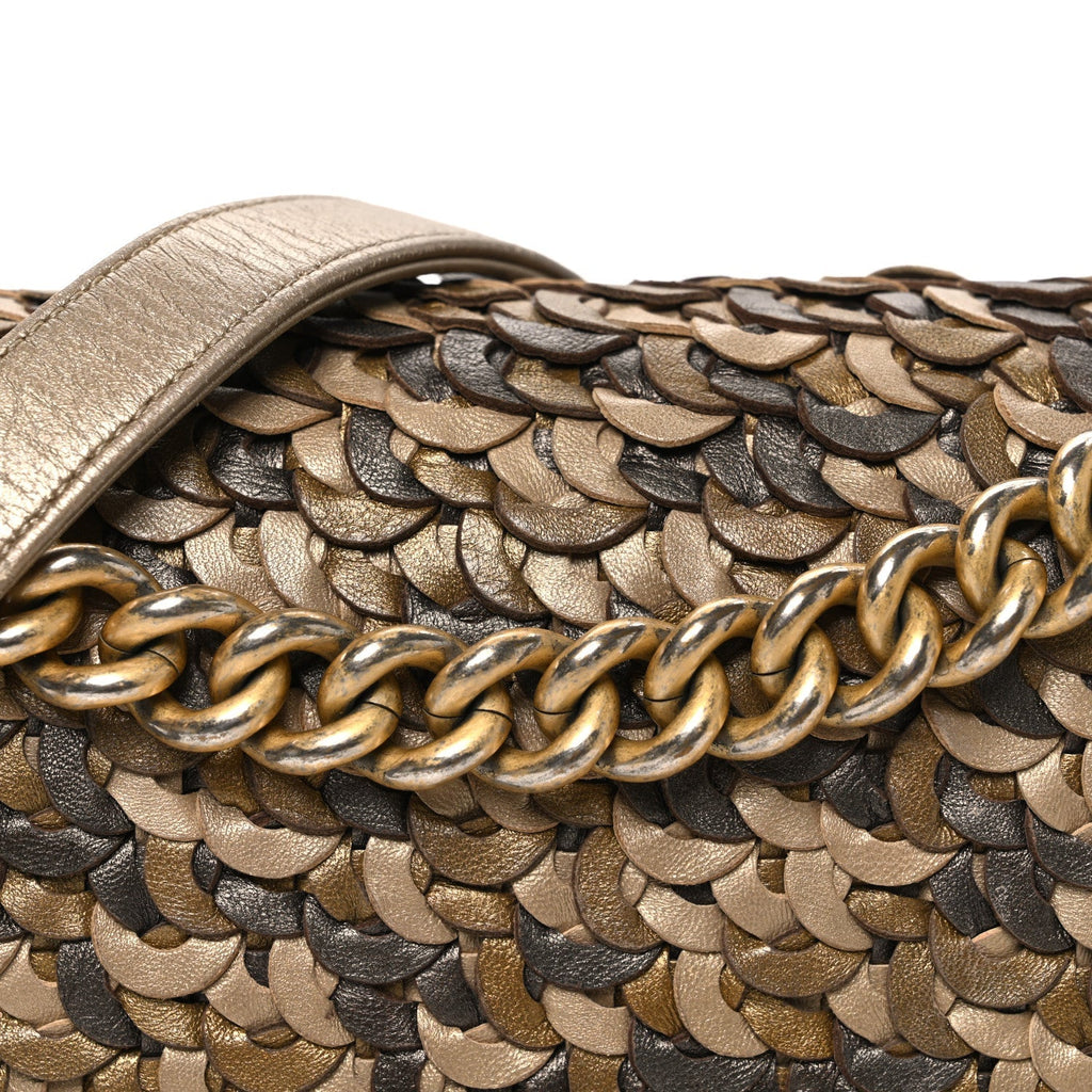 Metallic Lambskin Medium Scaled Boy Flap Gold
