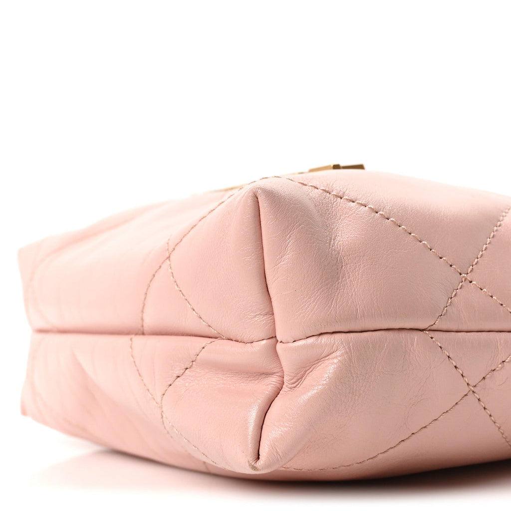Shiny Calfskin Quilted Mini Chanel 22 Light Pink
