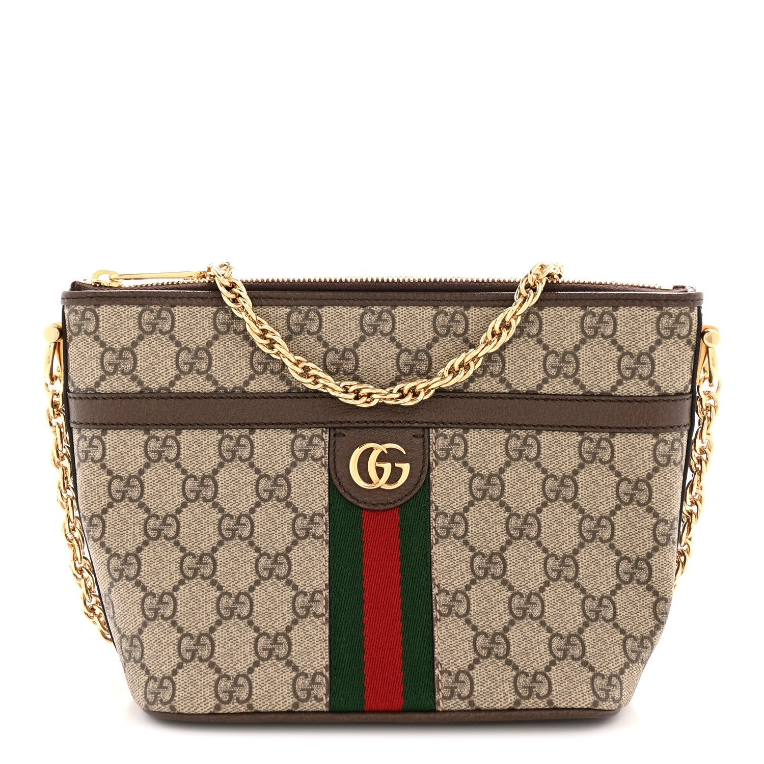 GG Supreme Monogram Web Ophidia Chain Shoulder Bag Brown