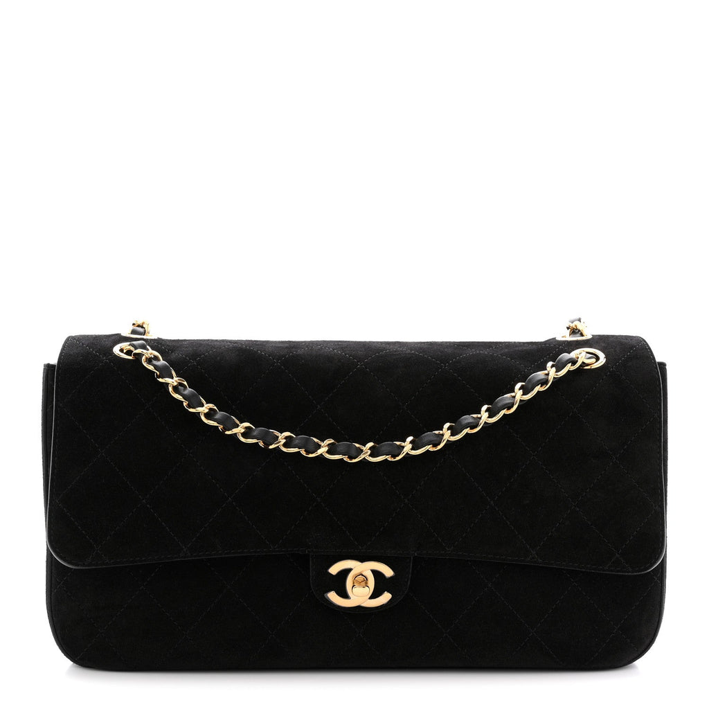 Suede Calfskin Small Souplissimo Maxi Flap Black