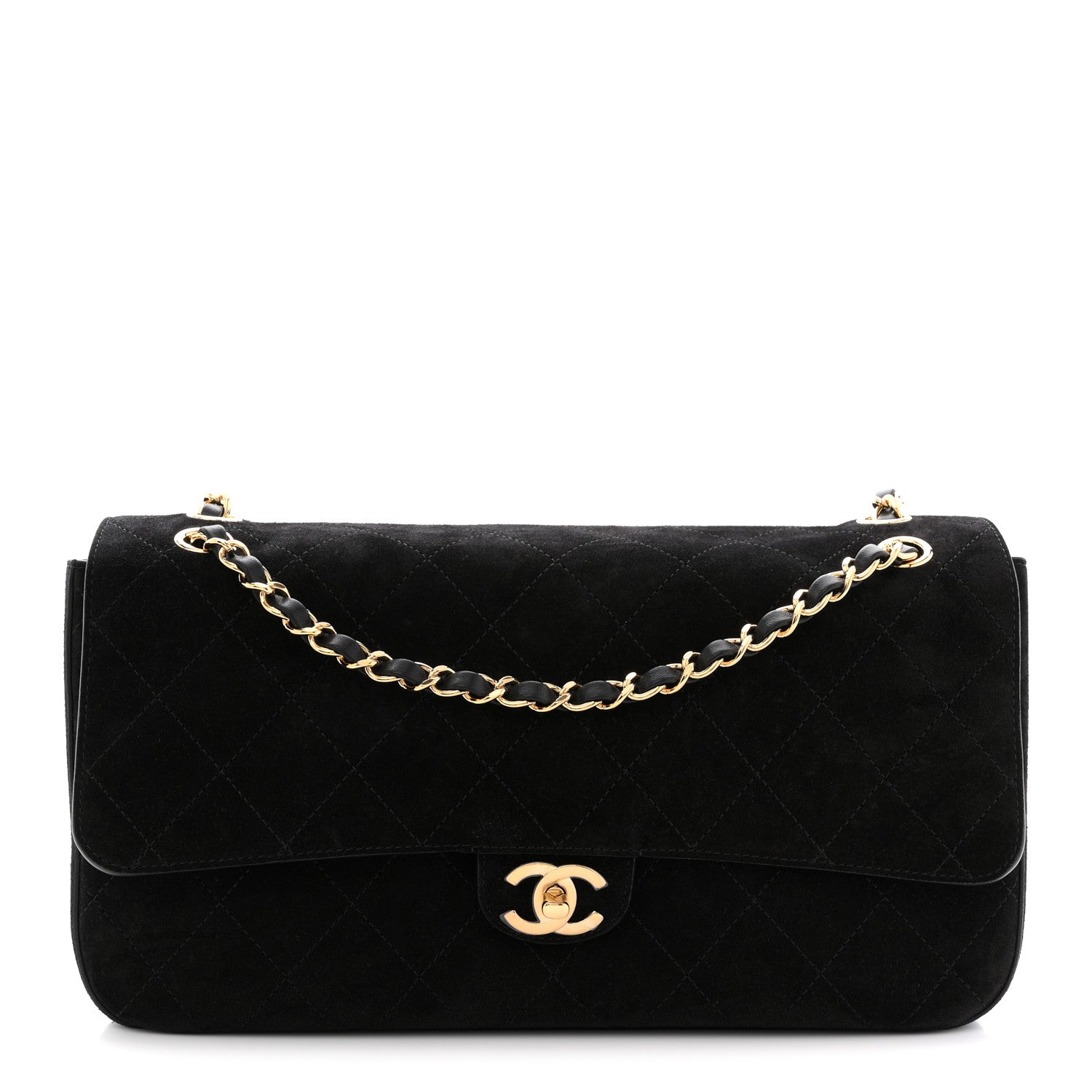 Suede Calfskin Small Souplissimo Maxi Flap Black