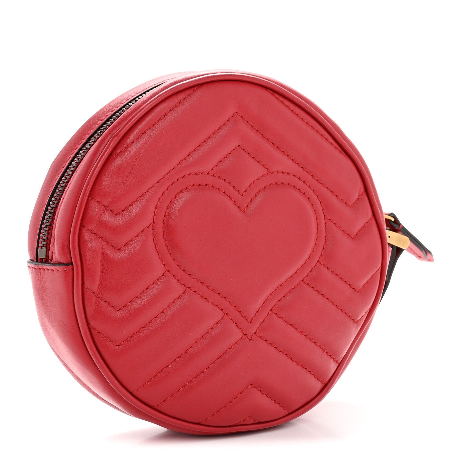 Calfskin Matelasse GG Marmont Round Wrist Wallet Hibiscus Red