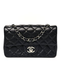 Lambskin Quilted Mini Rectangular Flap Black
