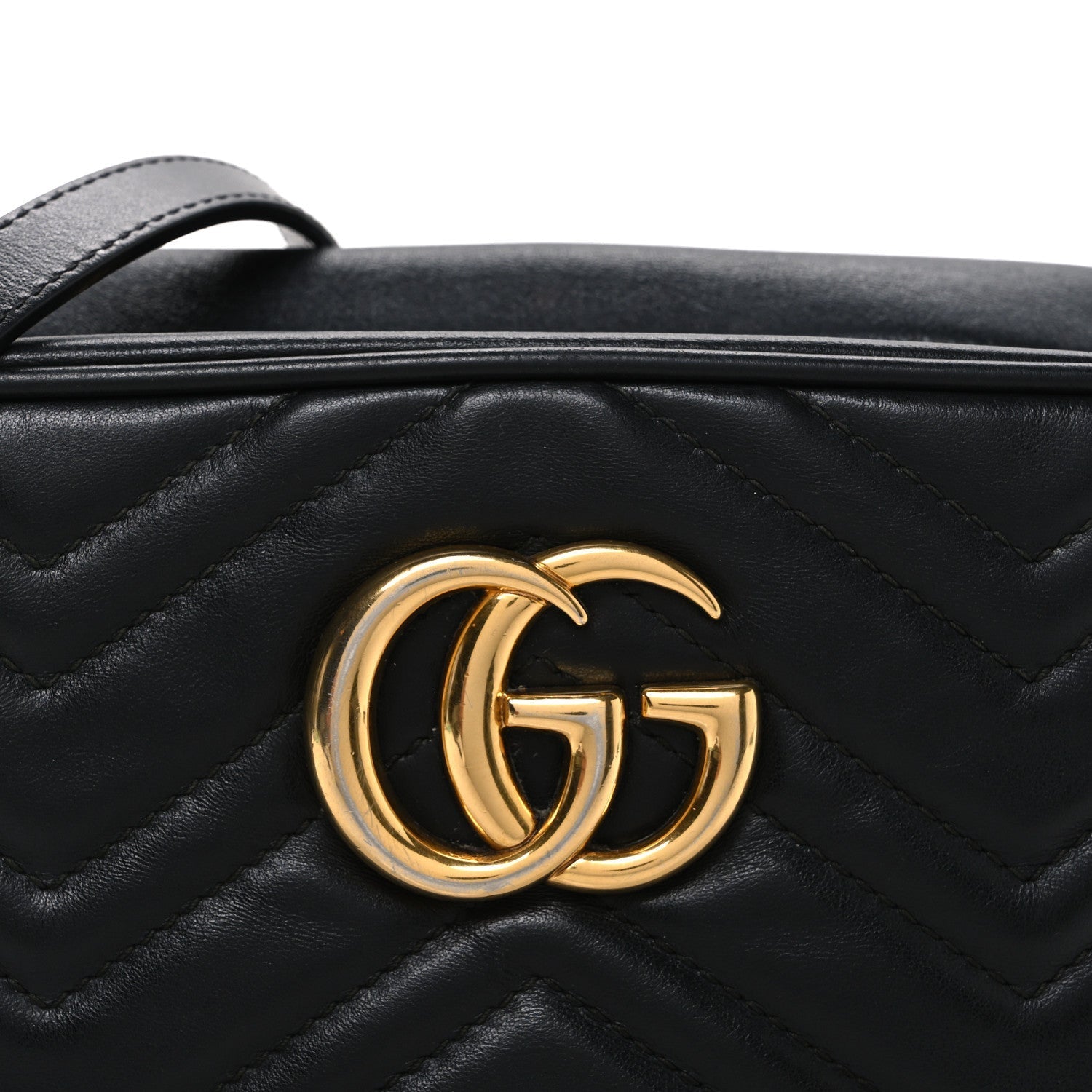 Calfskin Matelasse Small GG Marmont Chain Shoulder Bag Black