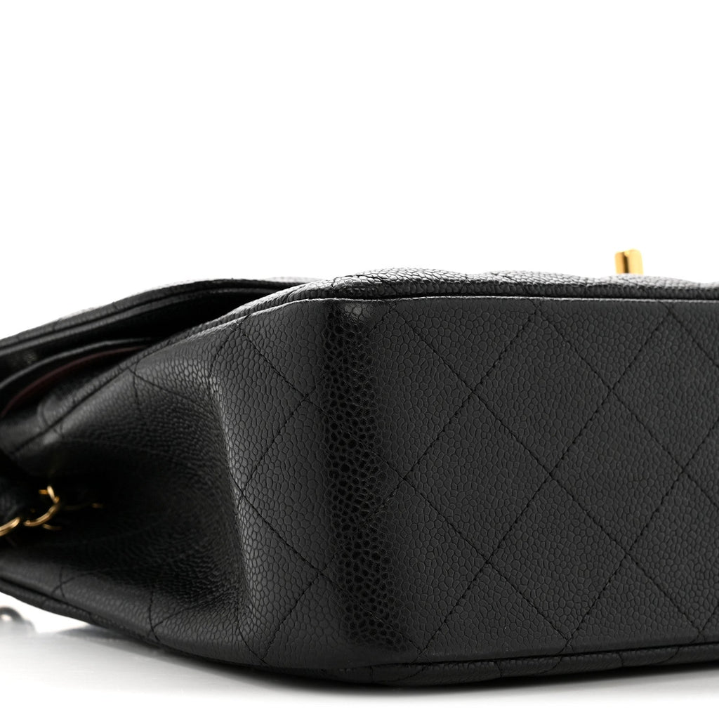 Caviar Quilted Jumbo Double Flap Black