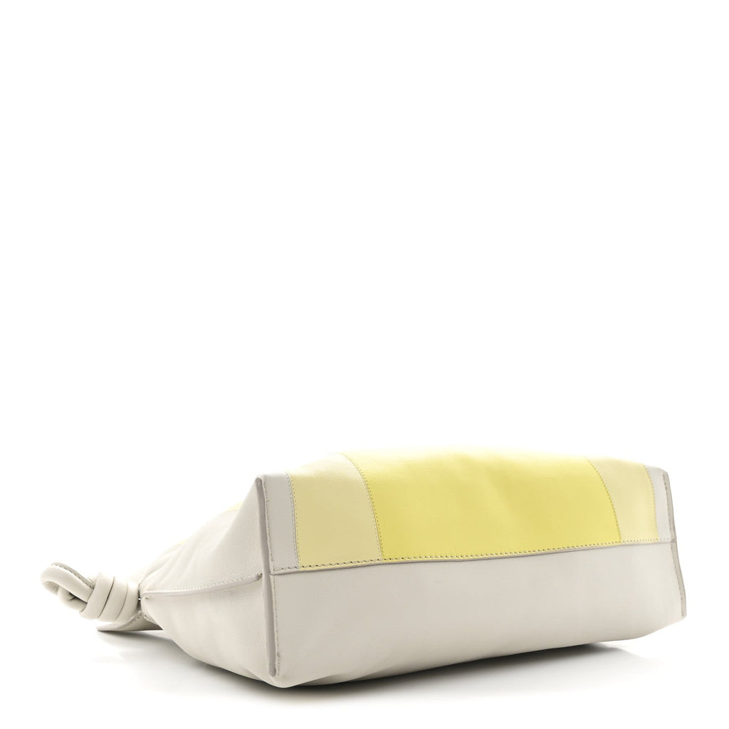 Nappa Medium Flamenco Knot Clutch Pale Grey Light Citrine
