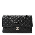 Caviar Quilted Medium Double Flap Black