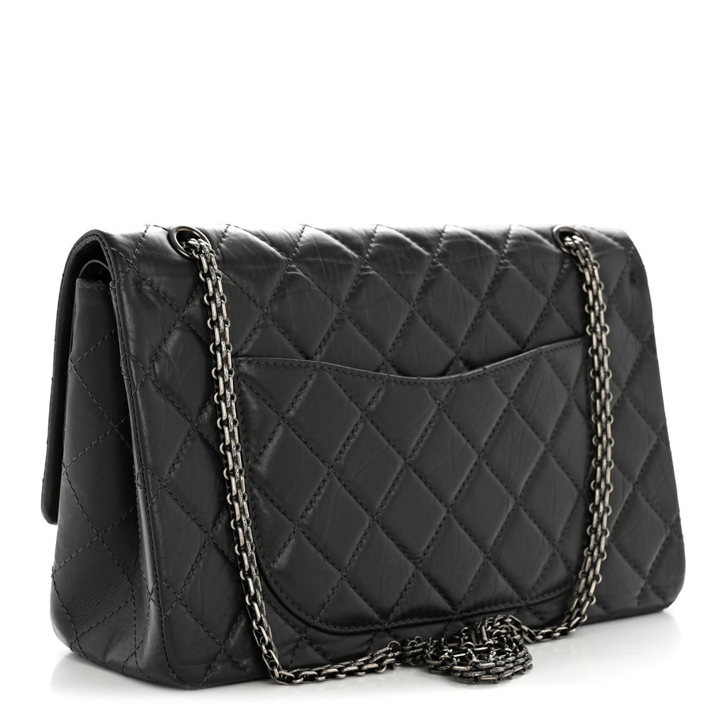 Aged Calfskin Quilted 2.55 Reissue 227 Flap Dark Grey