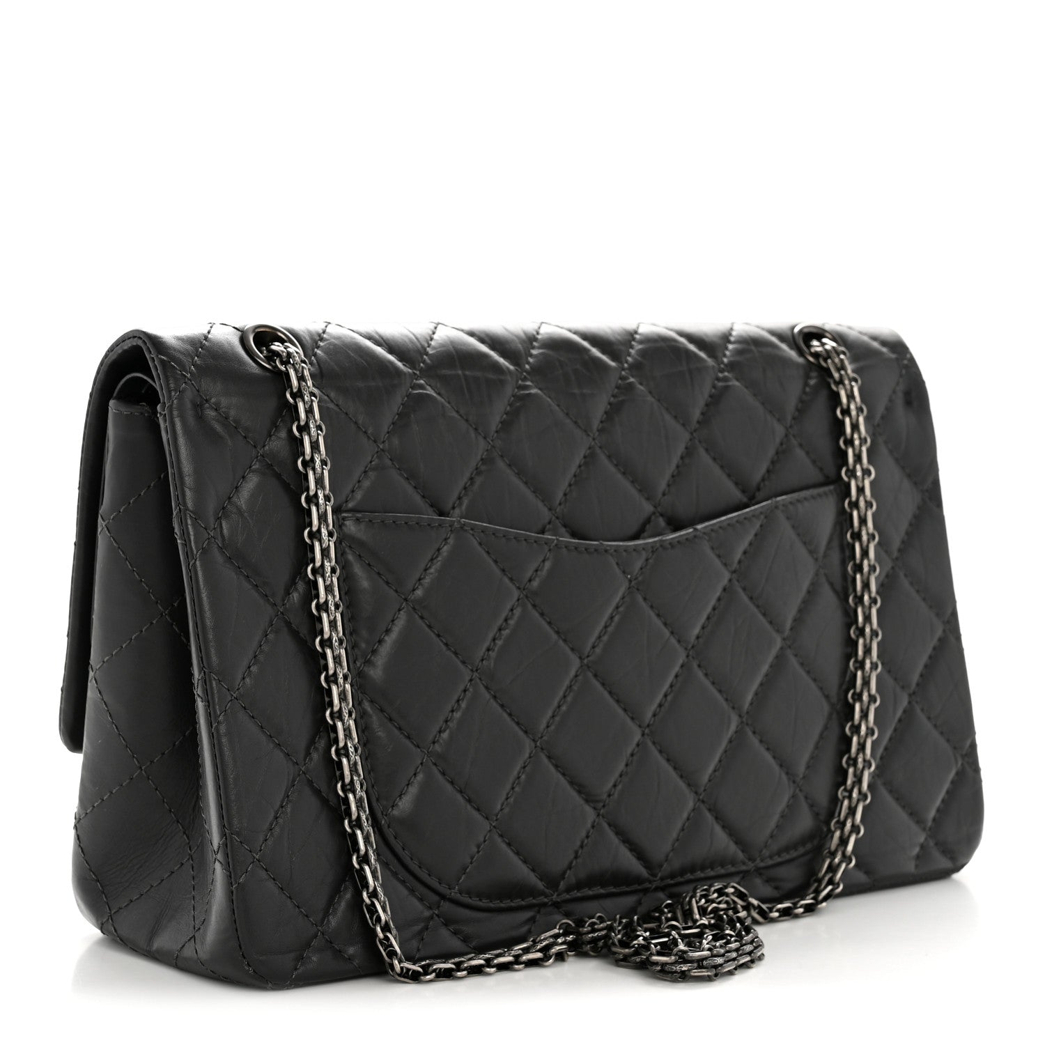 Aged Calfskin Quilted 2.55 Reissue 227 Flap Dark Grey