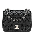 Patent Calfskin Quilted Mini Square Flap Black