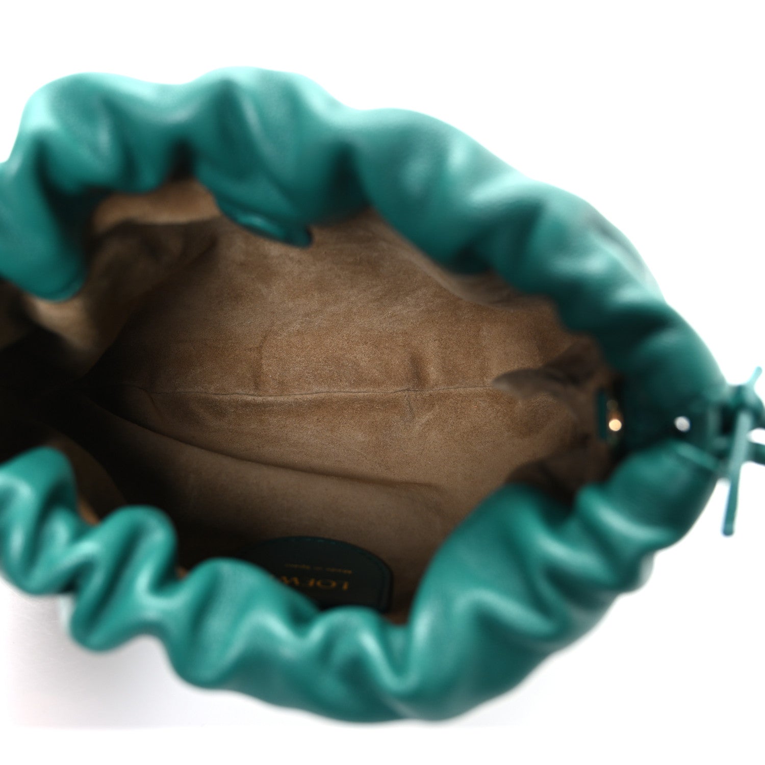 Mellow Nappa Lambskin Jade Mini Flamenco Knot Clutch Emerald Green